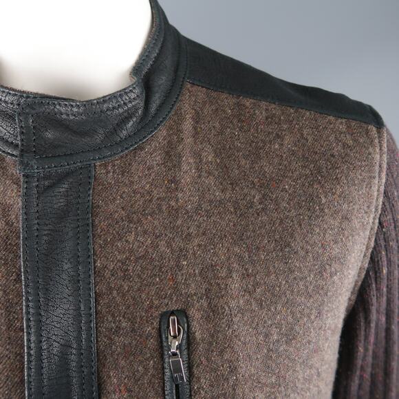 TORRAS Chest Size 42 Brown Mixed Materials Wool Zip Up Jacket - Picture 5 of 9